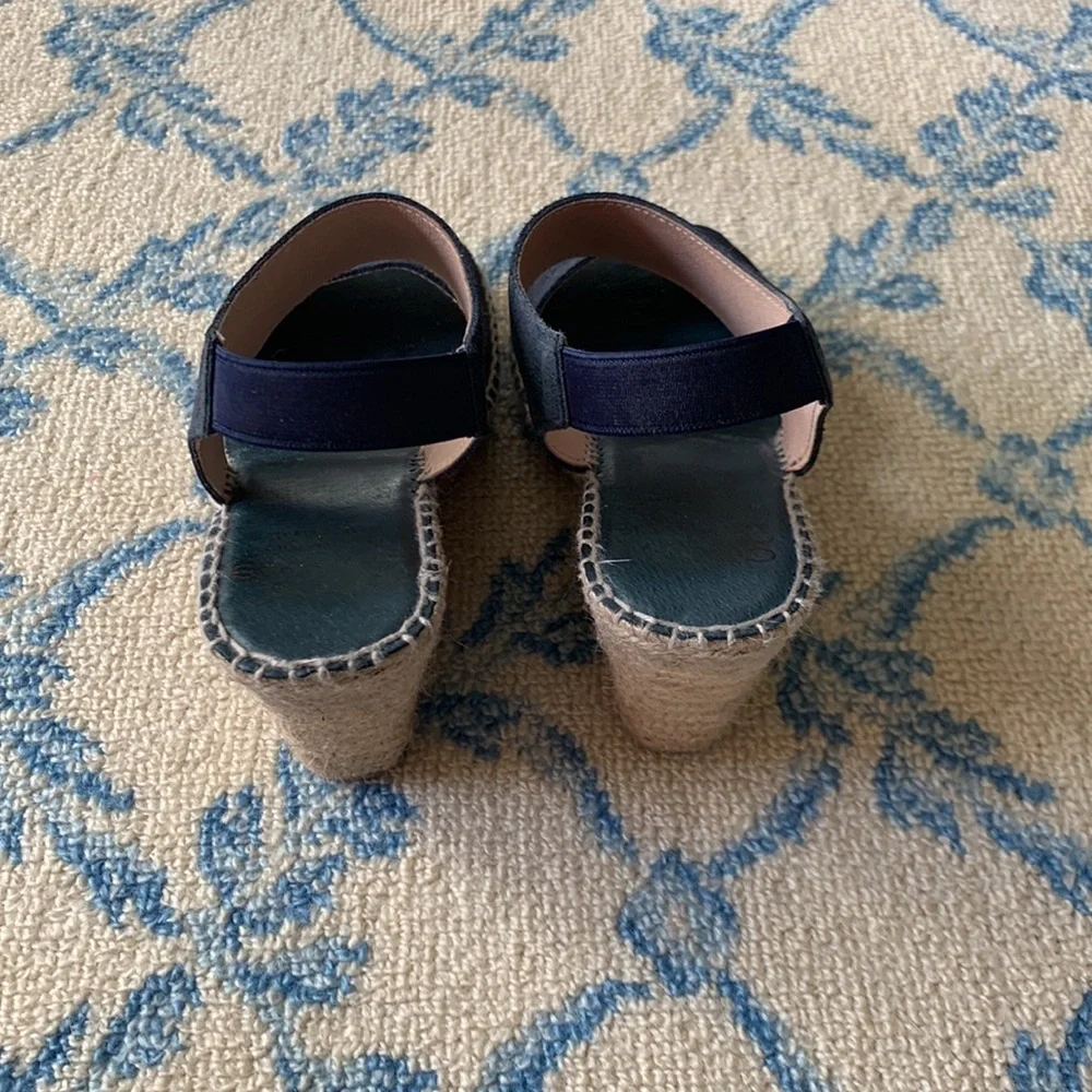 Andre Assous Navy Blue Open-Toe Espadrille Wedges